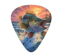 Guitar plectrums 12 pieces set Comfortable in the hand with smooth edges Three thicknesses to match bass fishing wave Printing