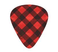 Guitar plectrums 12 pieces set Comfortable in the hand with smooth edges Three thicknesses to match red black buffalo check plaid pattern Printing