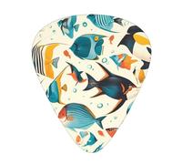 Guitar plectrums 12 pieces set Comfortable in the hand with smooth edges Three thicknesses to match tropical ocean sea fish Printing