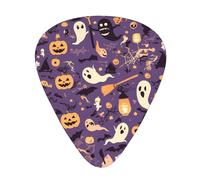 Guitar plectrums 12 pieces set Comfortable in the hand with smooth edges Three thicknesses to match horror pattern on purple background Printing