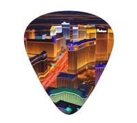 Guitar plectrums 12 pieces set Comfortable in the hand with smooth edges Three thicknesses to match Las Vegas night view Picture