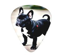 Guitar plectrums 12 pieces set Comfortable in the hand with smooth edges Three thicknesses to match french bulldog Picture