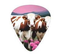 Guitar plectrums 12 pieces set Comfortable in the hand with smooth edges Three thicknesses to match Pink Flower Show Steer Cows Cattle Prints
