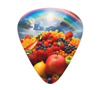 Guitar plectrums 12 pieces set Comfortable in the hand with smooth edges Three thicknesses to match Fruit Rainbow Pattern