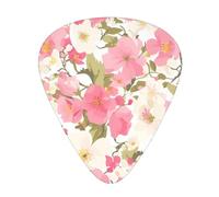 Guitar plectrums 12 pieces set Comfortable in the hand with smooth edges Three thicknesses to match pink and white flowers Printing