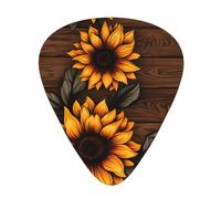Guitar plectrums 12 pieces set Comfortable in the hand with smooth edges Three thicknesses to match three sunflowers on wooden Printing