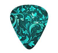 Guitar plectrums 12 pieces set Comfortable in the hand with smooth edges Three thicknesses to match Turquoise Pattern Picture