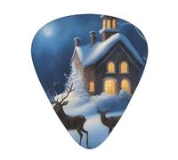 Guitar plectrums 12 pieces set Comfortable in the hand with smooth edges Three thicknesses to match Snow Night Santa and Deer Pattern