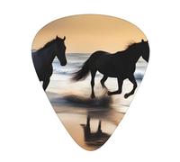 Guitar plectrums 12 pieces set Comfortable in the hand with smooth edges Three thicknesses to match Horses on The Beach Picture
