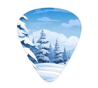 Guitar plectrums 12 pieces set Comfortable in the hand with smooth edges Three thicknesses to match Cartoon winter landscape Picture
