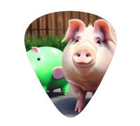 Guitar plectrums 12 pieces set Comfortable in the hand with smooth edges Three thicknesses to match Funny Piggy Picture