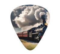 Guitar plectrums 12 pieces set Comfortable in the hand with smooth edges Three thicknesses to match Steam Train Clouds Picture