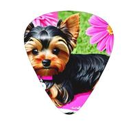 Guitar plectrums 12 pieces set Comfortable in the hand with smooth edges Three thicknesses to match Yorkie Dog Floral Prints