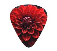 Guitar plectrums 12 pieces set Comfortable in the hand with smooth edges Three thicknesses to match Pretty Red Flower Picture