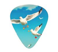 Guitar plectrums 12 pieces set Comfortable in the hand with smooth edges Three thicknesses to match Flying Seagulls Pattern