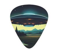Guitar plectrums 12 pieces set Comfortable in the hand with smooth edges Three thicknesses to match UFO at night Picture