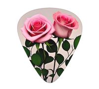 Guitar plectrums 12 pieces set Comfortable in the hand with smooth edges Three thicknesses to match Two pink roses Prints