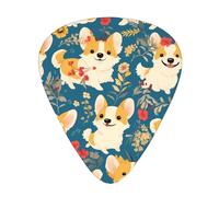 Guitar plectrums 12 pieces set Comfortable in the hand with smooth edges Three thicknesses to match Corgi Floral Flowers Printing