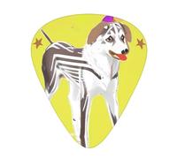 Guitar plectrums 12 pieces set Comfortable in the hand with smooth edges Three thicknesses to match Cartoon grey and white dog Picture