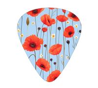 Guitar plectrums 12 pieces set Comfortable in the hand with smooth edges Three thicknesses to match poppies on blue sky Printing