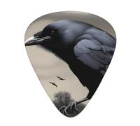 Guitar plectrums 12 pieces set Comfortable in the hand with smooth edges Three thicknesses to match Night crow Pattern