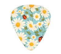 Guitar plectrums 12 pieces set Comfortable in the hand with smooth edges Three thicknesses to match ladybug on daisy flower Printing