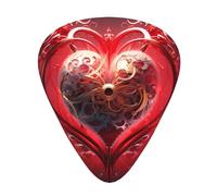Guitar plectrums 12 pieces set Comfortable in the hand with smooth edges Three thicknesses to match Valentine's Day Love Heart Pattern