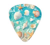 Guitar plectrums 12 pieces set Comfortable in the hand with smooth edges Three thicknesses to match starfish seashell beach Printing
