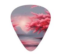 Guitar plectrums 12 pieces set Comfortable in the hand with smooth edges Three thicknesses to match Red Cherry Blossom Picture