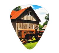 Guitar plectrums 12 pieces set Comfortable in the hand with smooth edges Three thicknesses to match Old Wooden Barn with Rusted Tractor Picture