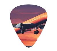 Guitar plectrums 12 pieces set Comfortable in the hand with smooth edges Three thicknesses to match Aircraft Plane at Sunset Prints