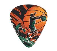 Guitar plectrums 12 pieces set Comfortable in the hand with smooth edges Three thicknesses to match Fired Up Basketball Pattern