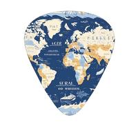 Guitar plectrums 12 pieces set Comfortable in the hand with smooth edges Three thicknesses to match world map Printing