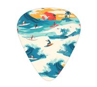 Guitar plectrums 12 pieces set Comfortable in the hand with smooth edges Three thicknesses to match sunset sea surfing seascape Printing