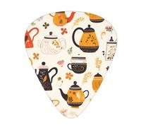 Guitar plectrums 12 pieces set Comfortable in the hand with smooth edges Three thicknesses to match hand drawn teapots and cups Printing