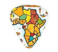 Guitar plectrums 12 pieces set Comfortable in the hand with smooth edges Three thicknesses to match African Map Ethnic Pattern Prints
