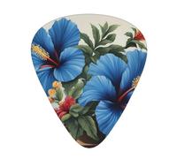 Guitar plectrums 12 pieces set Comfortable in the hand with smooth edges Three thicknesses to match Blue hibiscus Prints