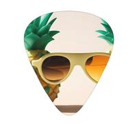 Guitar plectrums 12 pieces set Comfortable in the hand with smooth edges Three thicknesses to match Pineapple Fruit Sunglasses Sand Beach Picture