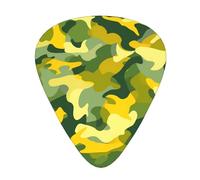 Guitar plectrums 12 pieces set Comfortable in the hand with smooth edges Three thicknesses to match camo yellow & green Printing