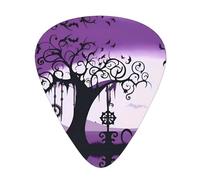 Guitar plectrums 12 pieces set Comfortable in the hand with smooth edges Three thicknesses to match Purple Black Goth Spooky Pattern