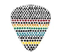 Guitar plectrums 12 pieces set Comfortable in the hand with smooth edges Three thicknesses to match Rainbow Polka Dot Stripe Black White Prints
