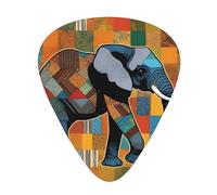 Guitar plectrums 12 pieces set Comfortable in the hand with smooth edges Three thicknesses to match African Elephant Patchwork Picture
