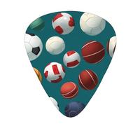 Guitar plectrums 12 pieces set Comfortable in the hand with smooth edges Three thicknesses to match various sports balls Printing