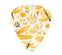 Guitar plectrums 12 pieces set Comfortable in the hand with smooth edges Three thicknesses to match yellow dragonfly Printing