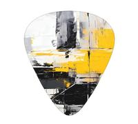 Guitar plectrums 12 pieces set Comfortable in the hand with smooth edges Three thicknesses to match Grey And Yellow Abstract Art Painting Pattern