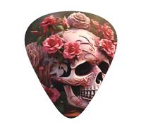 Guitar plectrums 12 pieces set Comfortable in the hand with smooth edges Three thicknesses to match Sugar Horror Skull Flowers Rose Picture