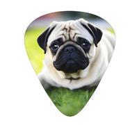 Guitar plectrums 12 pieces set Comfortable in the hand with smooth edges Three thicknesses to match Funny Pug Dog Picture