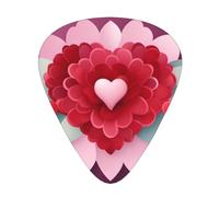 Guitar plectrums 12 pieces set Comfortable in the hand with smooth edges Three thicknesses to match Valentine Day Heart Flower Pattern