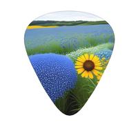 Guitar plectrums 12 pieces set Comfortable in the hand with smooth edges Three thicknesses to match Wild Flowers and Cornflowers Daisies Prints