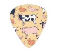 Guitar plectrums 12 pieces set Comfortable in the hand with smooth edges Three thicknesses to match Cow Chicken and Pig Pattern Pattern